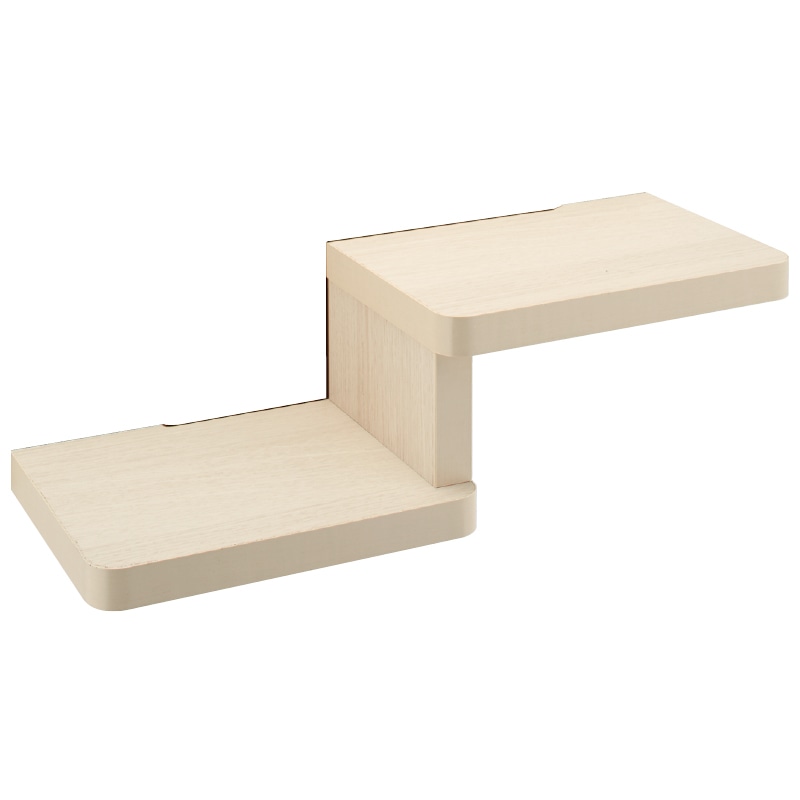 ねこステップ棚板  ネオホワイト 背面パネルなし・右上り