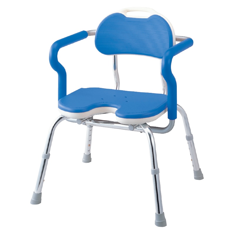 安寿 ひじ掛け付シャワーベンチRE-U  ブルー ワイド