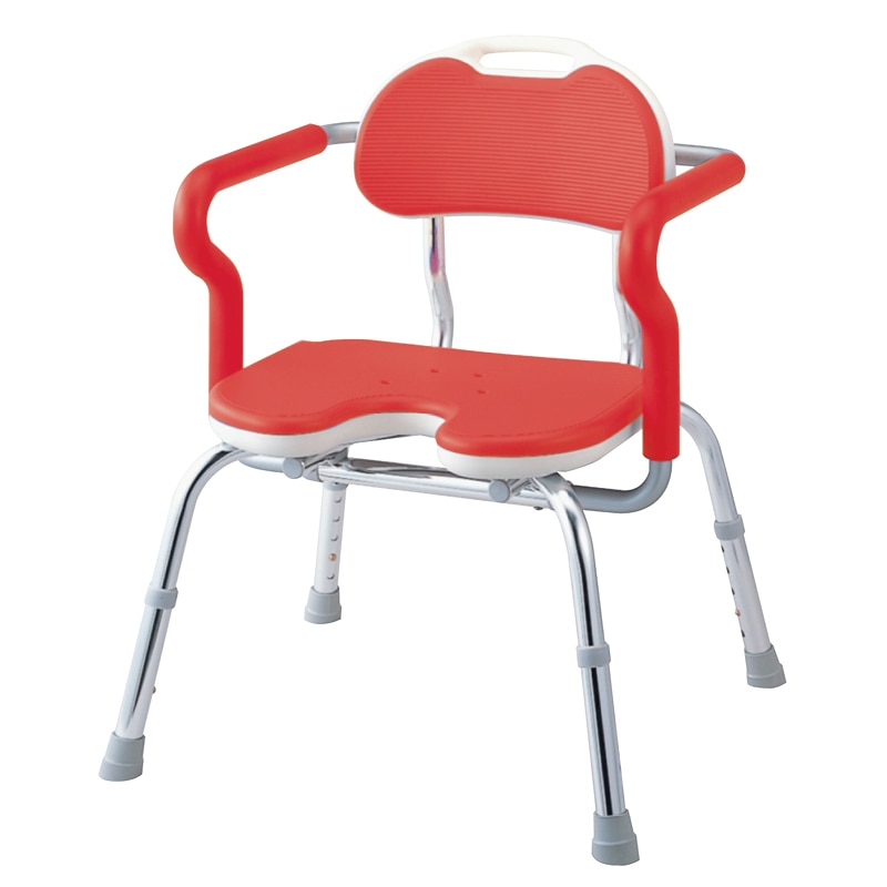 安寿 ひじ掛け付シャワーベンチRE-U  レッド ワイド