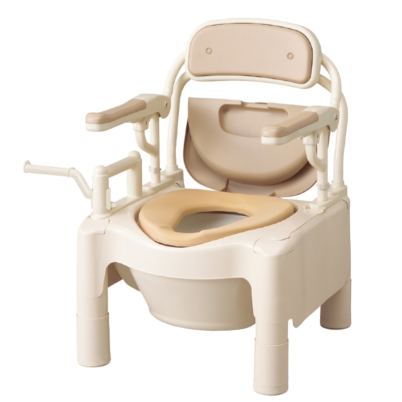 安寿 ポータブルトイレFX-CPはねあげ ソフト便座 キャスター付