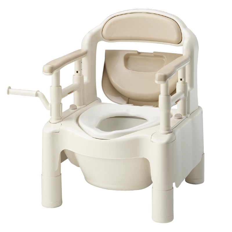 安寿 ポータブルトイレFX-CP  ベージュ 補高スペーサーなし