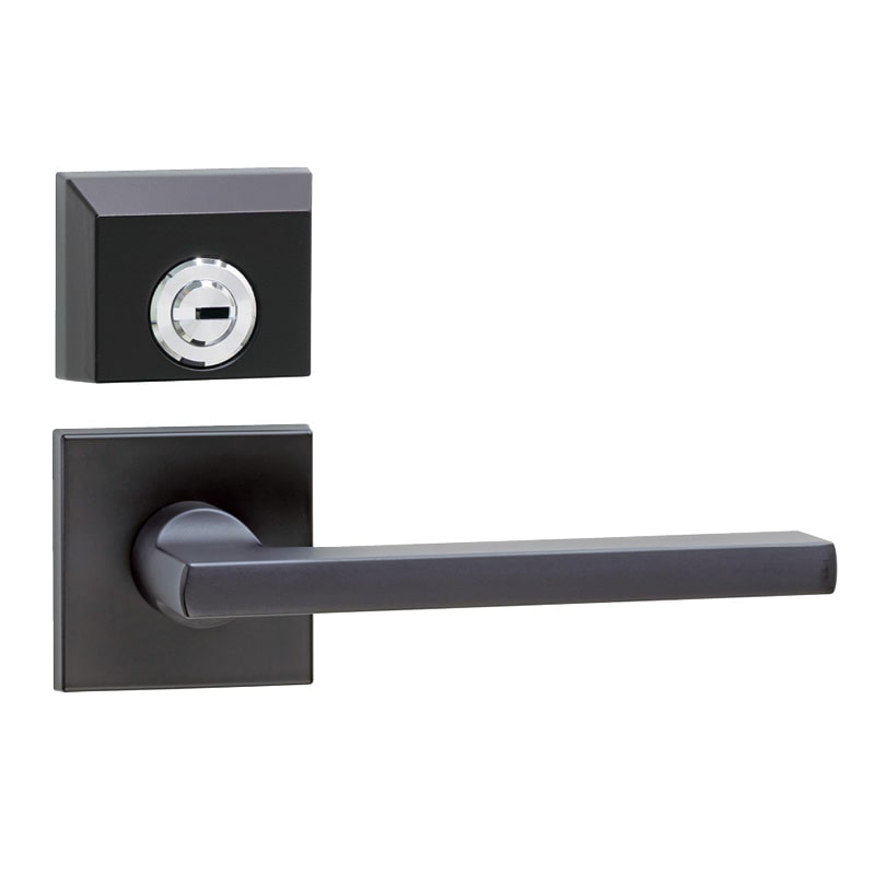 レバーハンドル62A ピンシリンダー錠 LVS ブラック 丸座