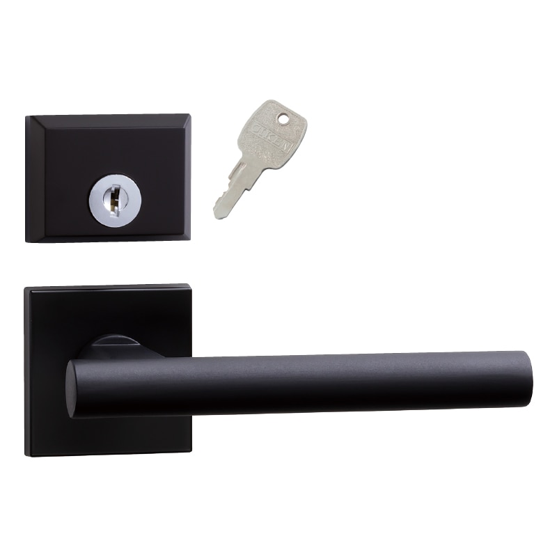 レバーハンドル65A 鍵付錠 LVS ブラック 簡易シリンダー錠 角座