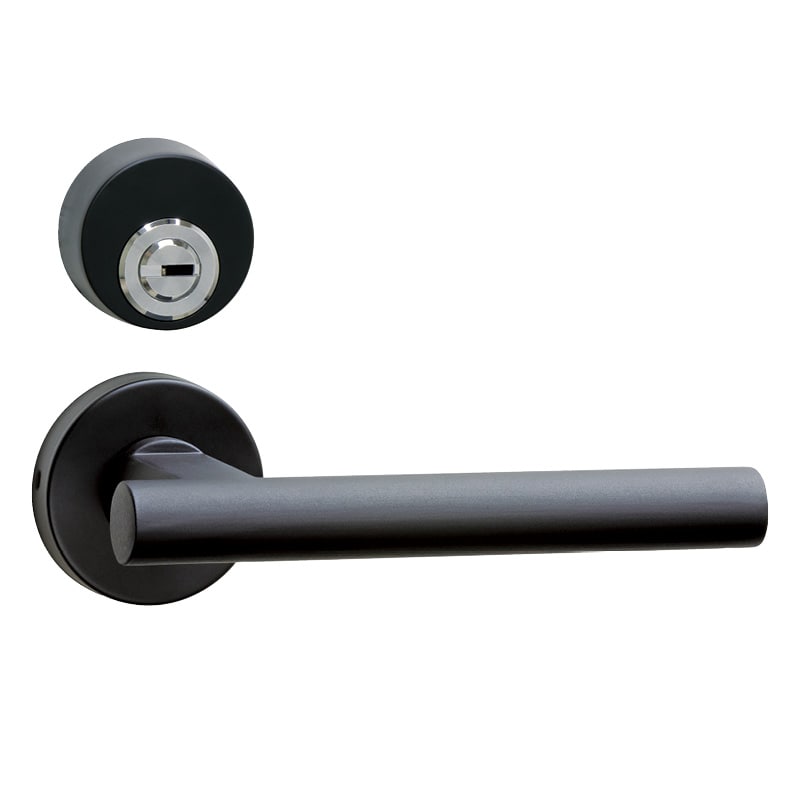 レバーハンドル65A ピンシリンダー錠 LVS ブラック 角座