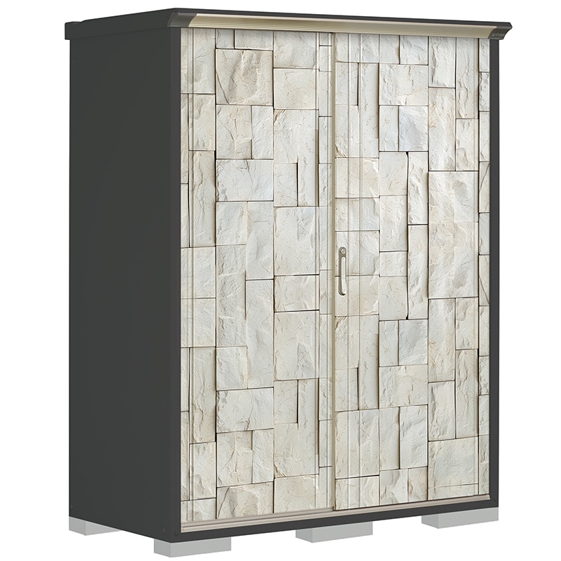 タクボ物置 ペインタ PY-157AFE3 全面棚タイプ 本体：アイボリーブラック 扉：SDストーン