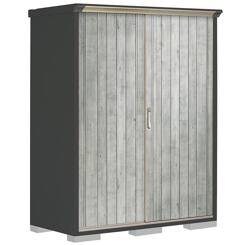 タクボ物置 ペインタ PY-157AFE4 全面棚タイプ 本体：アイボリーブラック 扉：WTグレー