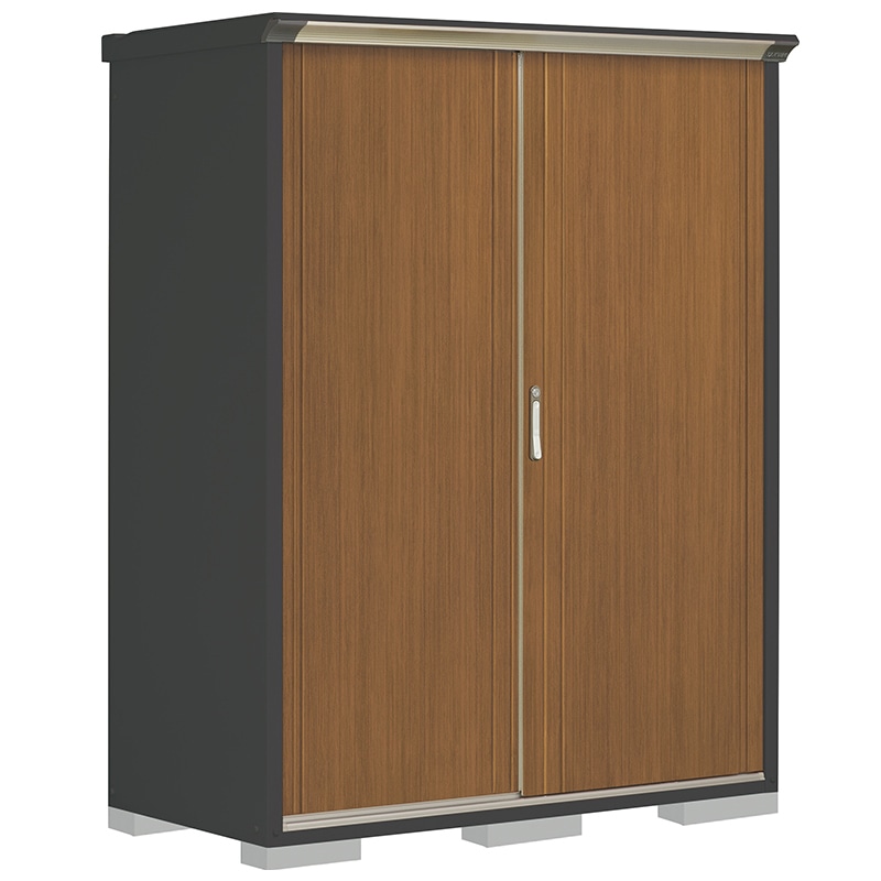 タクボ物置 ペインタ PY-157AFE5 全面棚タイプ 本体：アイボリーブラック 扉：WTキャメル