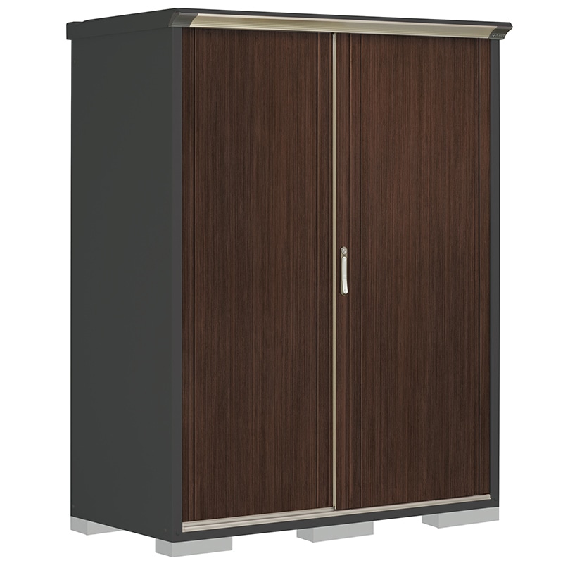 タクボ物置 ペインタ PY-157AFE6 全面棚タイプ 本体：アイボリーブラック 扉：WTブラックチェリー