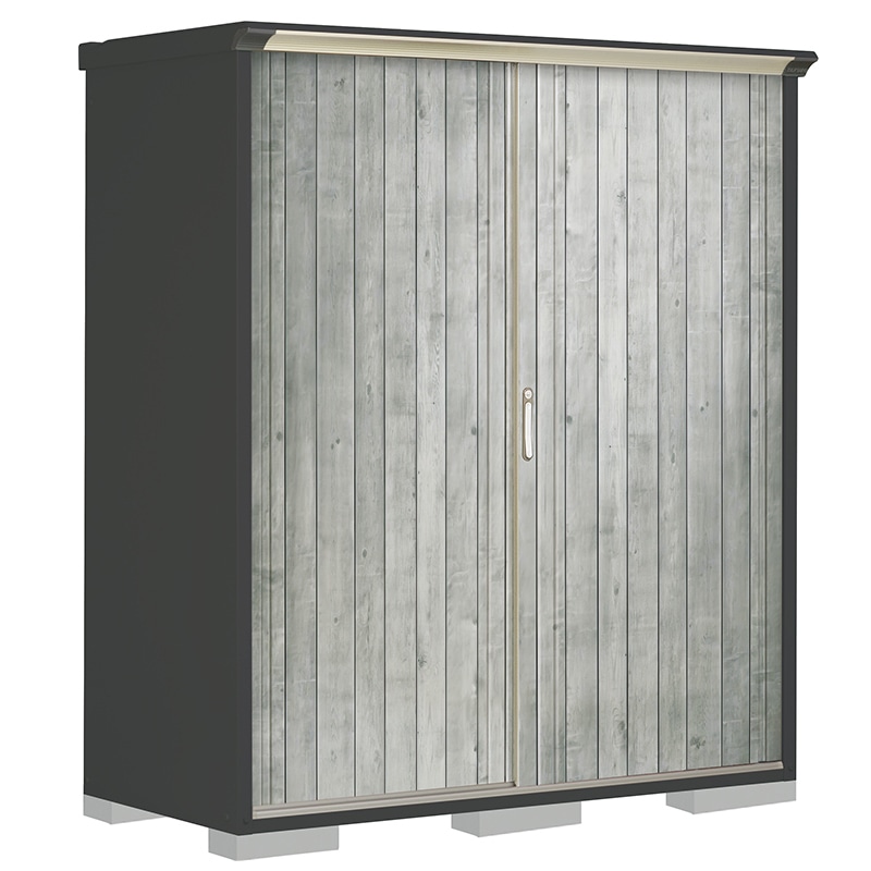 タクボ物置 ペインタ PY-177AFE4 全面棚タイプ 本体：アイボリーブラック 扉：WTグレー