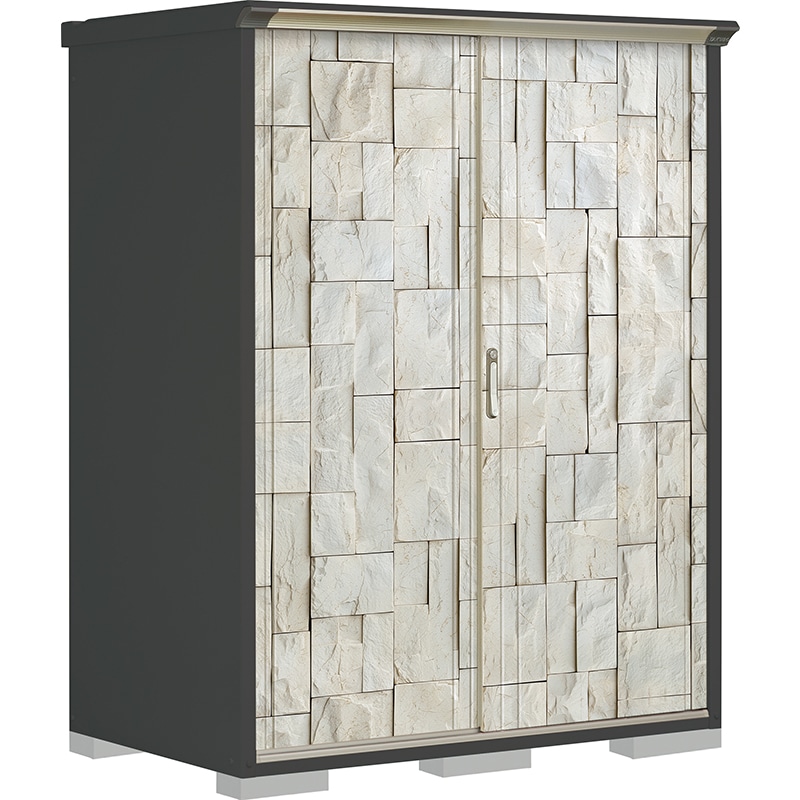 タクボ物置 ペインタ PY-159AFE3 全面棚タイプ 本体：アイボリーブラック 扉：SDストーン