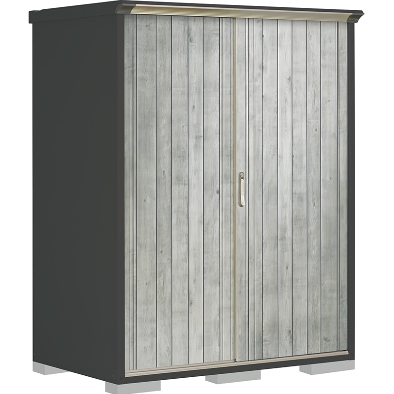 タクボ物置 ペインタ PY-159AFE4 全面棚タイプ 本体：アイボリーブラック 扉：WTグレー