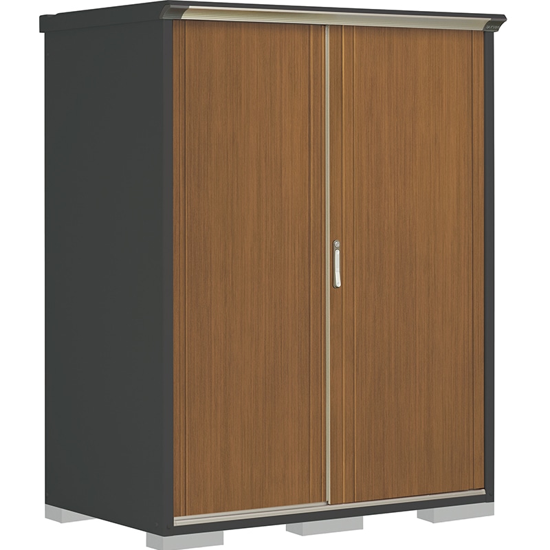 タクボ物置 ペインタ PY-159AFE5 全面棚タイプ 本体：アイボリーブラック 扉：WTキャメル