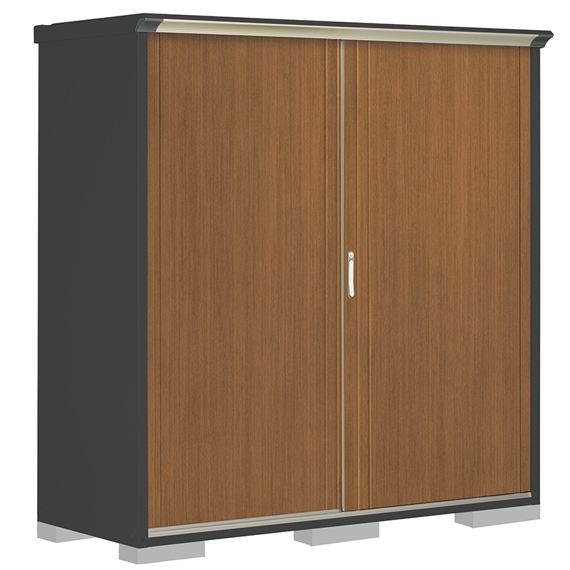 タクボ物置 ペインタ PY-179AFE5 全面棚タイプ 本体：アイボリーブラック 扉：WTキャメル