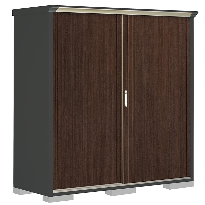 タクボ物置 ペインタ PY-179AFE6 全面棚タイプ 本体：アイボリーブラック 扉：WTブラックチェリー