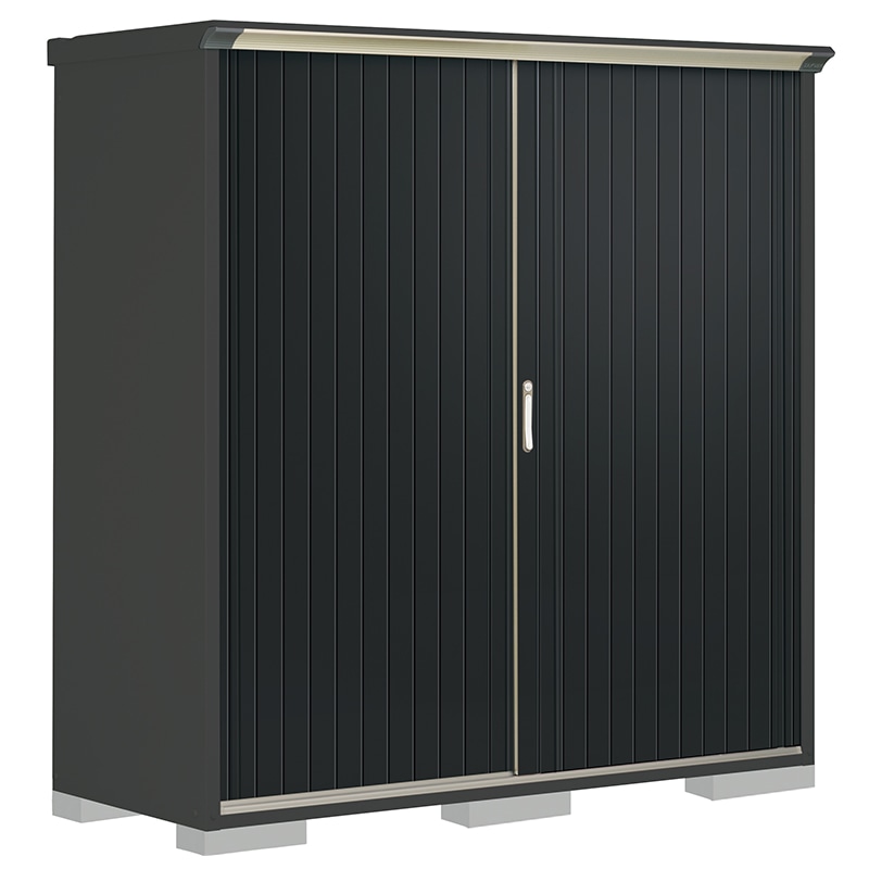 タクボ物置 ペインタ PY-197AFE1 全面棚タイプ 本体：アイボリーブラック 扉：SDメタル