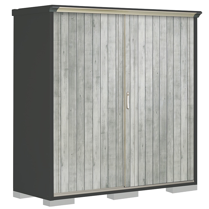 タクボ物置 ペインタ PY-197AFE4 全面棚タイプ 本体：アイボリーブラック 扉：WTグレー