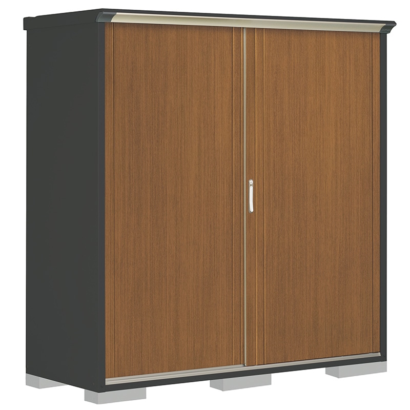 タクボ物置 ペインタ PY-197AFE5 全面棚タイプ 本体：アイボリーブラック 扉：WTキャメル