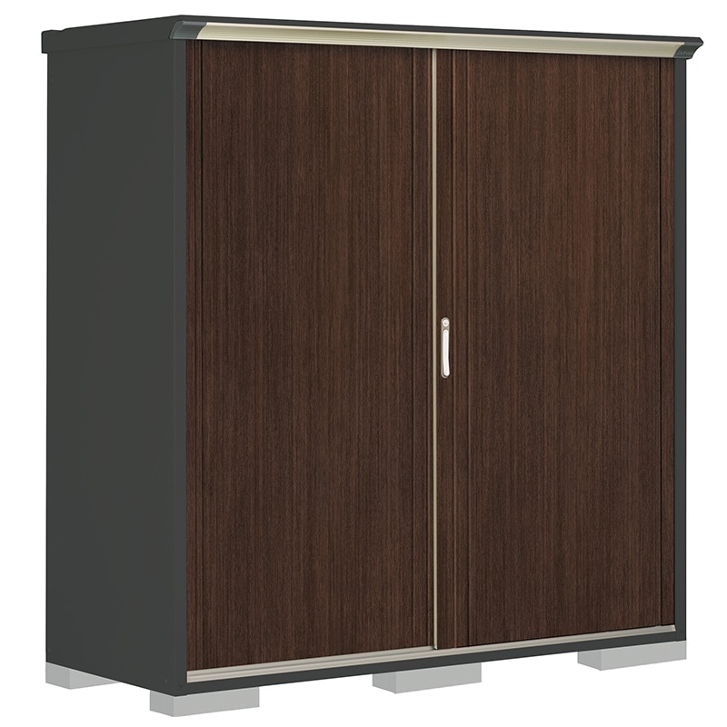 タクボ物置 ペインタ PY-197AFE6 全面棚タイプ 本体：アイボリーブラック 扉：WTブラックチェリー