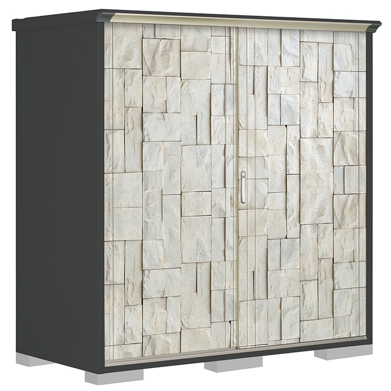 タクボ物置 ペインタ PY-199AFE3 全面棚タイプ 本体：アイボリーブラック 扉：SDストーン