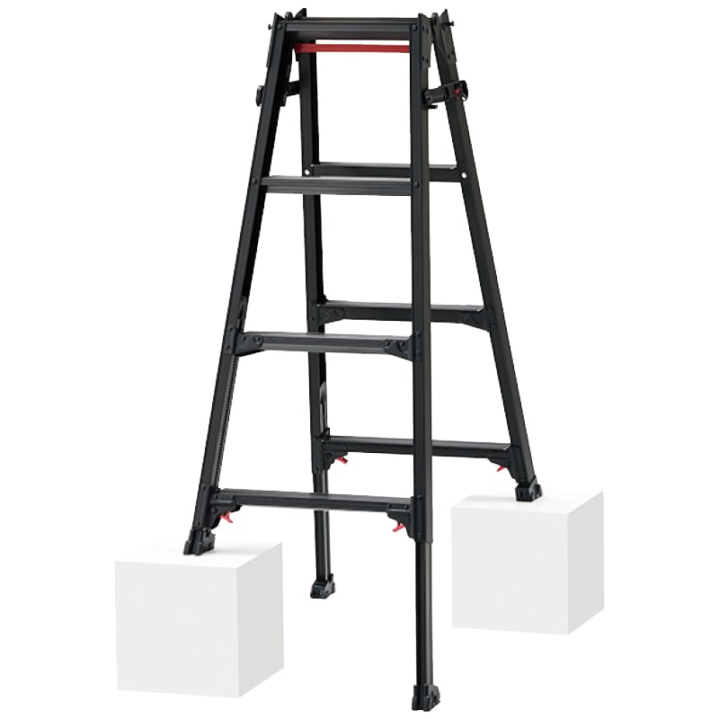 ブラックレーベル 脚部伸縮式脚立 ブラック 天板H0.72～1.03m