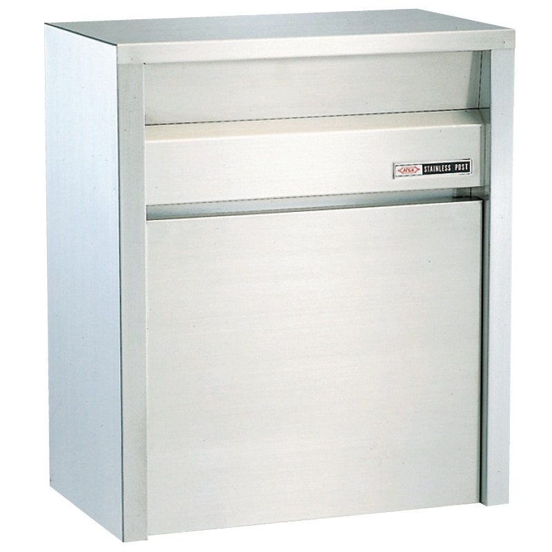 ファミールポスト W300・D180・H350mm ステンレスヘアーライン 鍵穴付 南京錠取付可