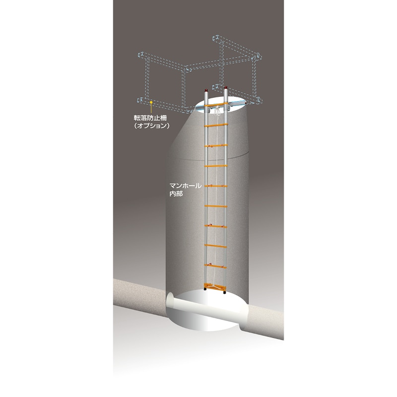 マンホール用吊下げはしご 全長4.06m 吊り金具標準装備