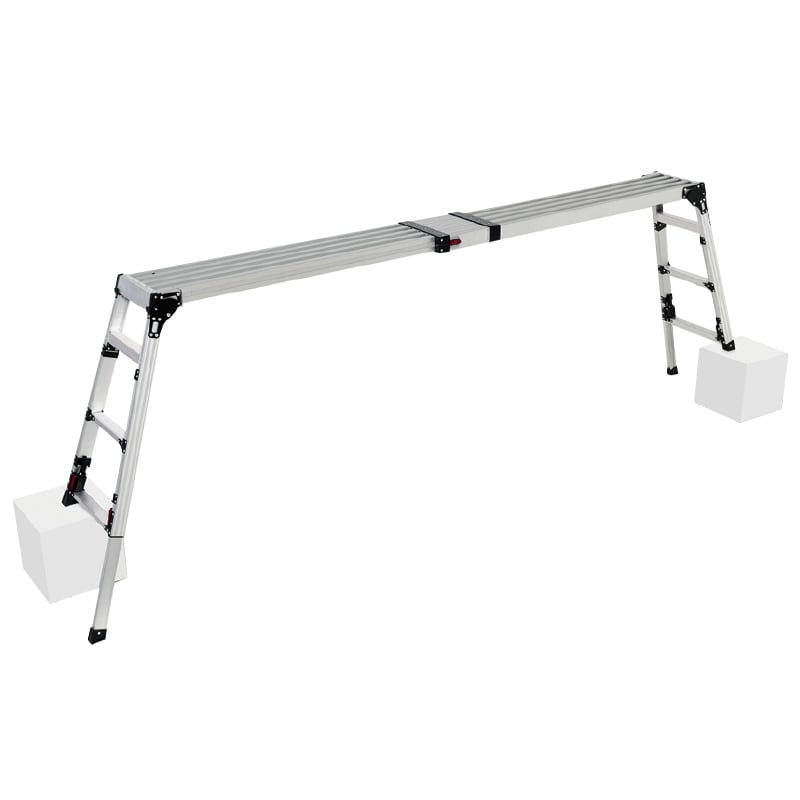 4脚アジャスト式足場台 天板長さ1626～2700ｍｍ 上部操作式、ワイド天板