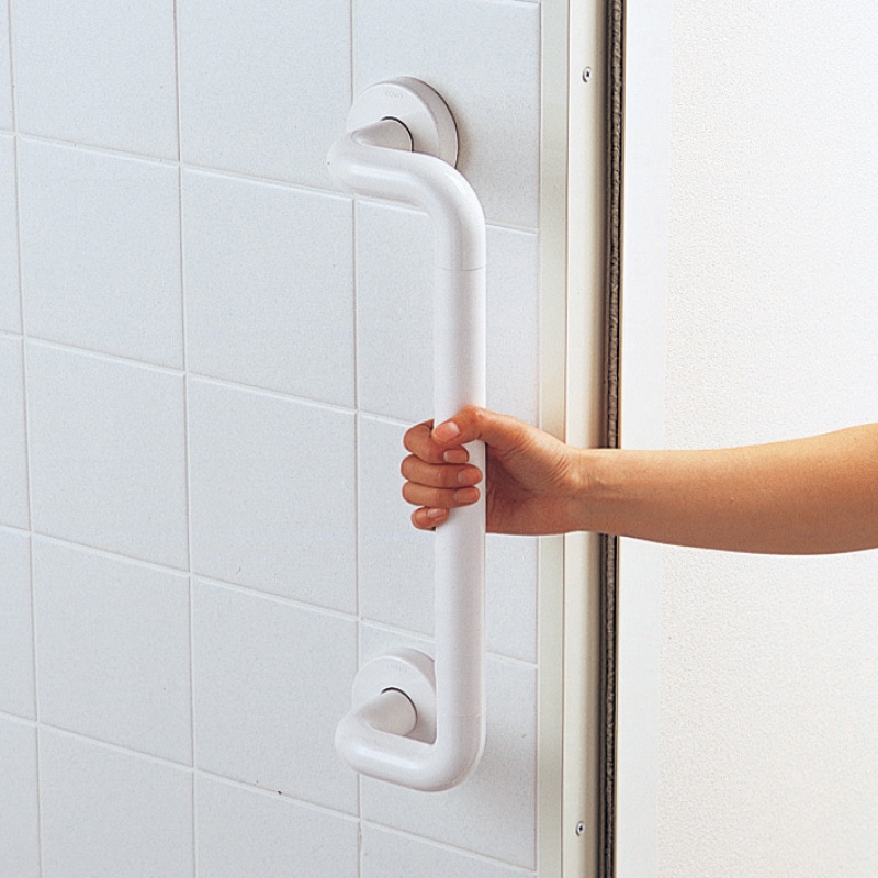 オフセット手すり 600mm ホワイト 折り戸用