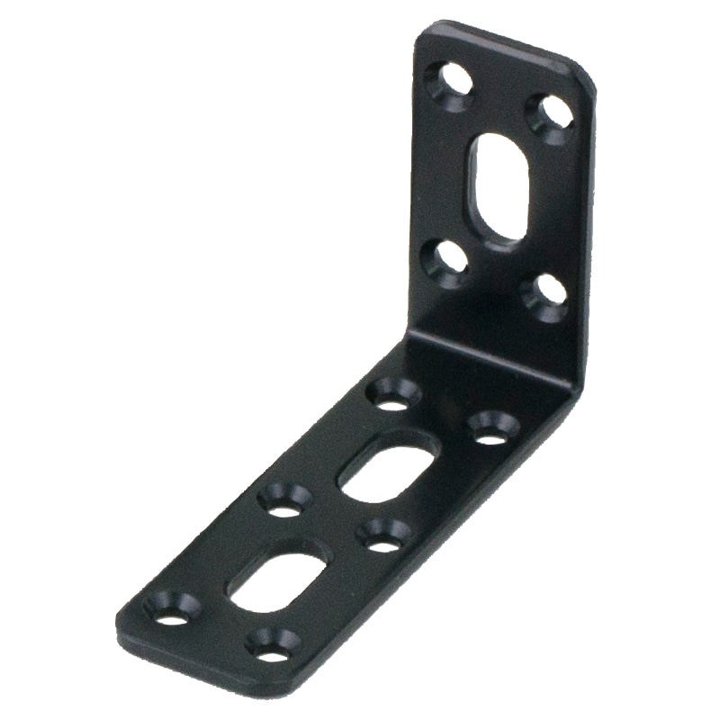 鉄製取付金具 厚み3幅25長さ49×75 ブラック L字タイプ