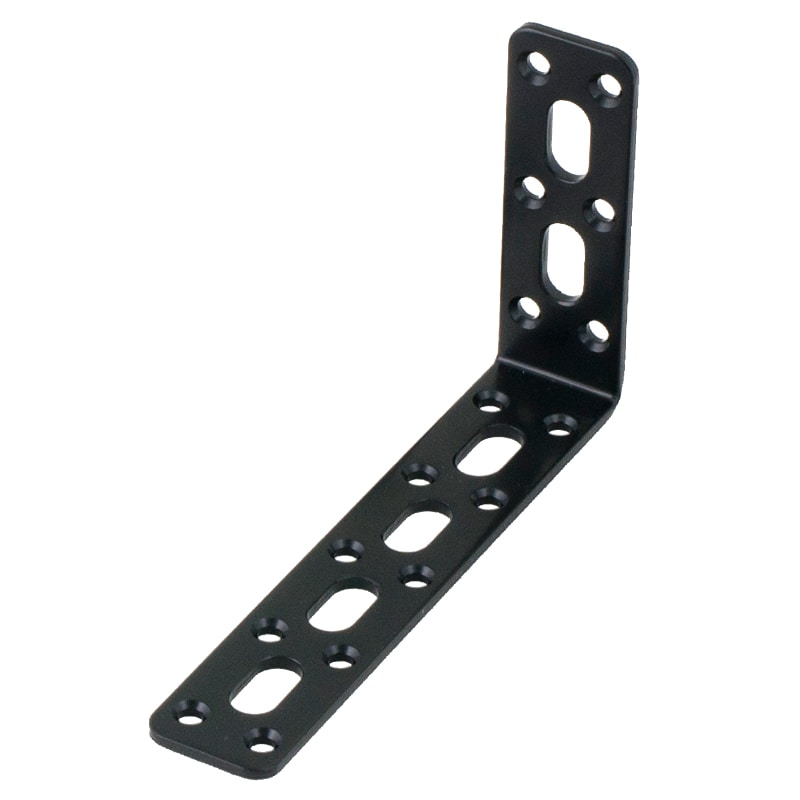 鉄製取付金具 厚み3幅25長さ75×127 ブラック L字タイプ