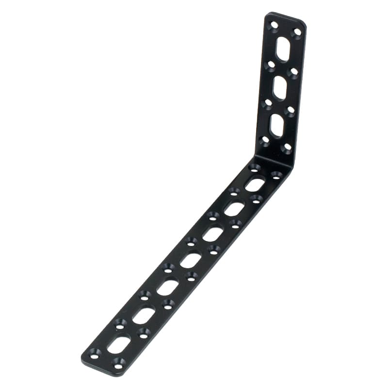 鉄製取付金具 厚み3幅25長さ100×203 ブラック L字タイプ