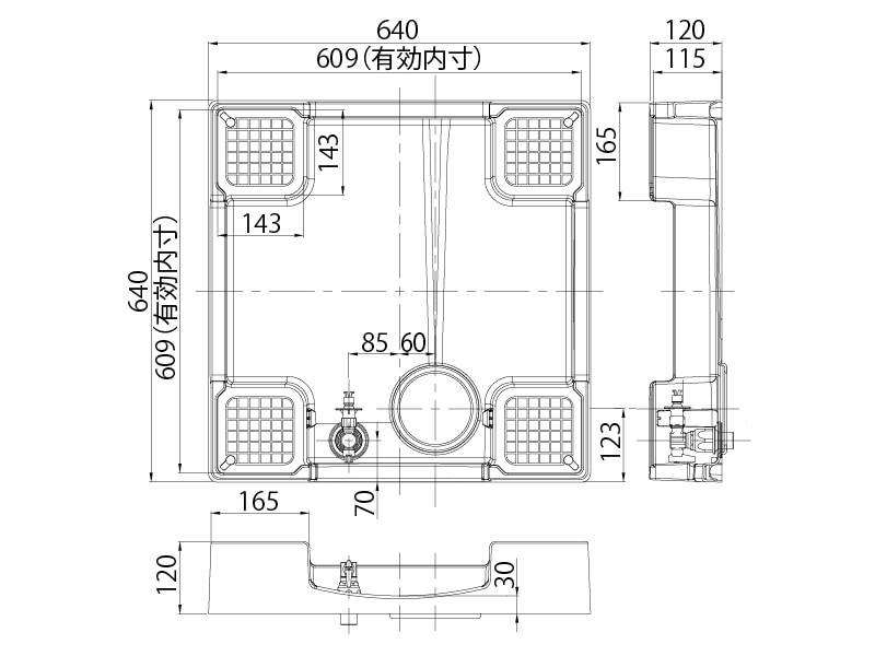 給水栓付 フォーセットパン
